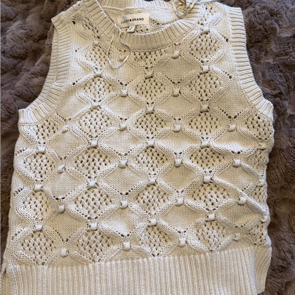 Lucky Brand Ivory Knit Sweater Vest
